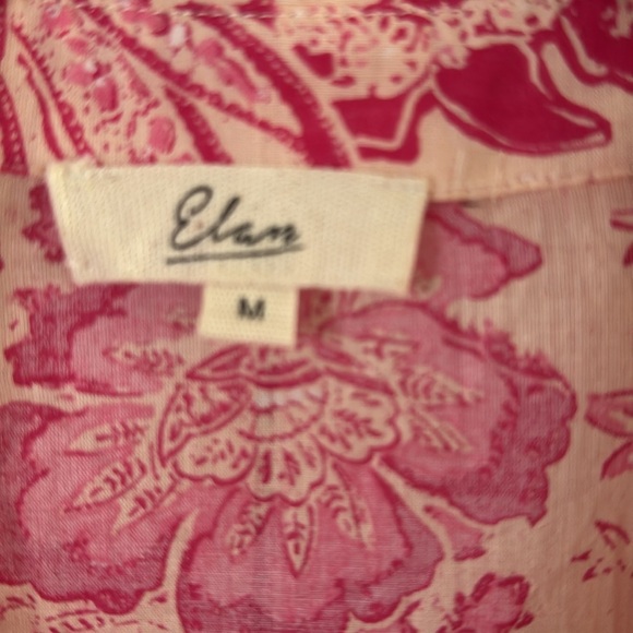 Elan Pink and Ivory Button Romantic Front Tiered Cotton Floral Dress size Medium - Picture 8 of 8